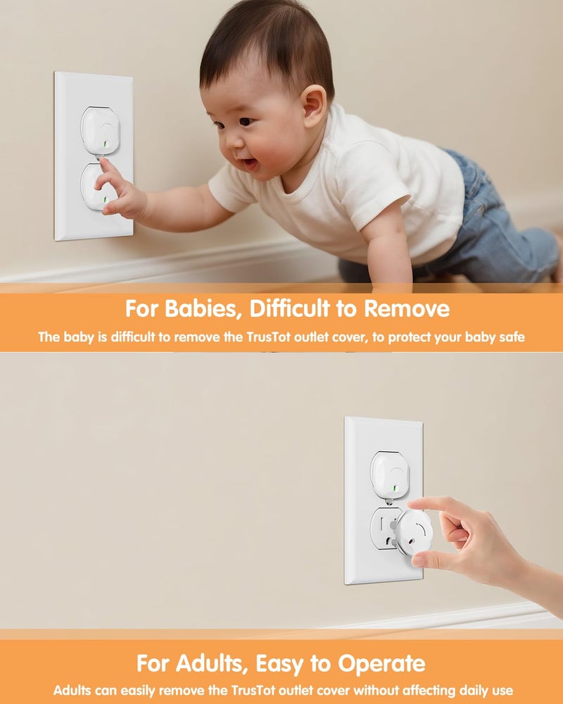 UTRUSTTO Outlet Covers Baby Proofing, 40 Pack Plug Covers Baby Proofing, Outlet Plug Covers for US 3-Prong to Prevent Electric Shock, Outlet Covers for Home, Office, School, Kindergarten, White - Image 4